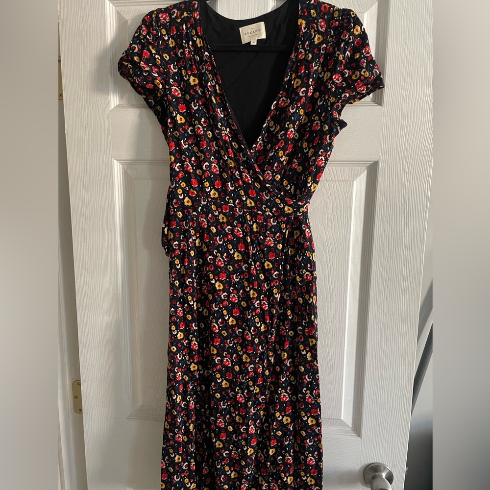 Sezane floral wrap dress